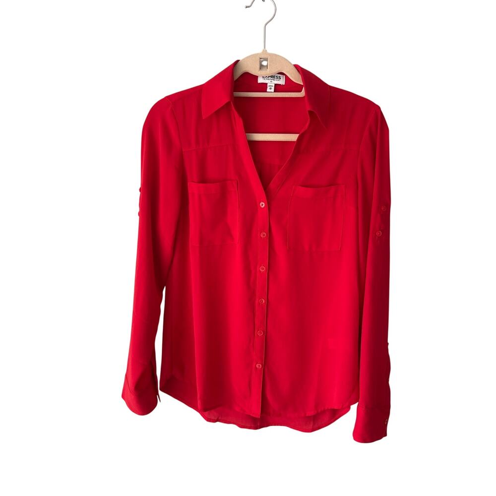 Express Outlet Portofino Long Sleeve Red Blouse Extra Small